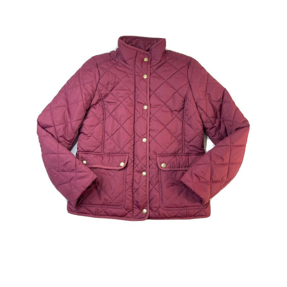 J. Crew Factory Quilted Puffer Jacket in Plum